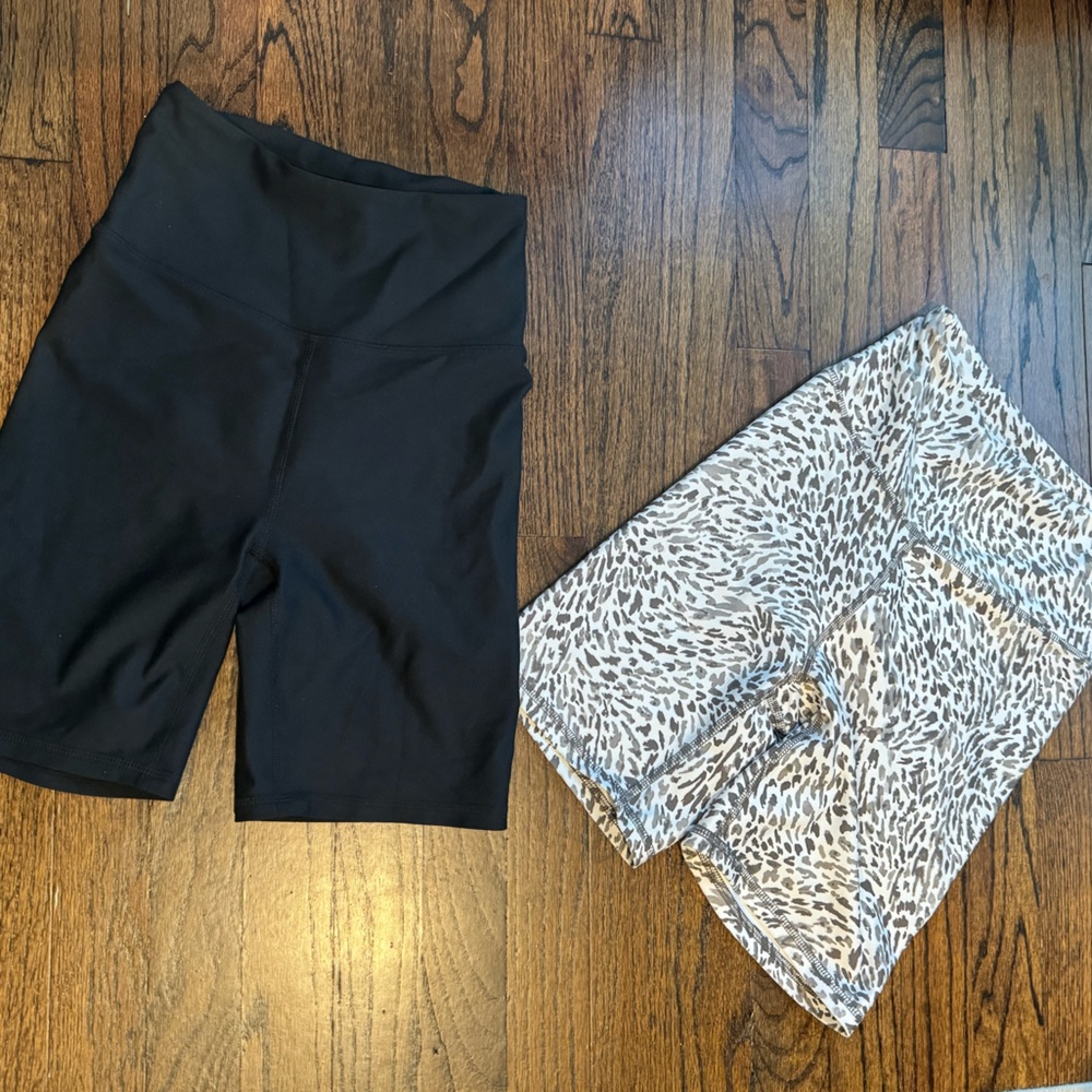 Bundle black and animal print biker / bike shorts